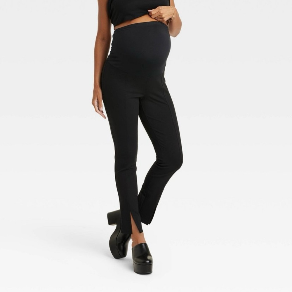 Over Belly Split Front Ponte Maternity Pants - Is… - image 1